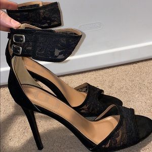 Black laced ankle heels- women’s size 9